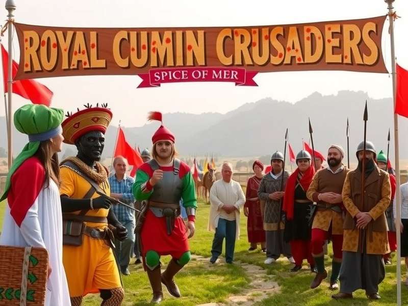 Royal Cumin Crusaders game banner featuring spicy cumin landscapes